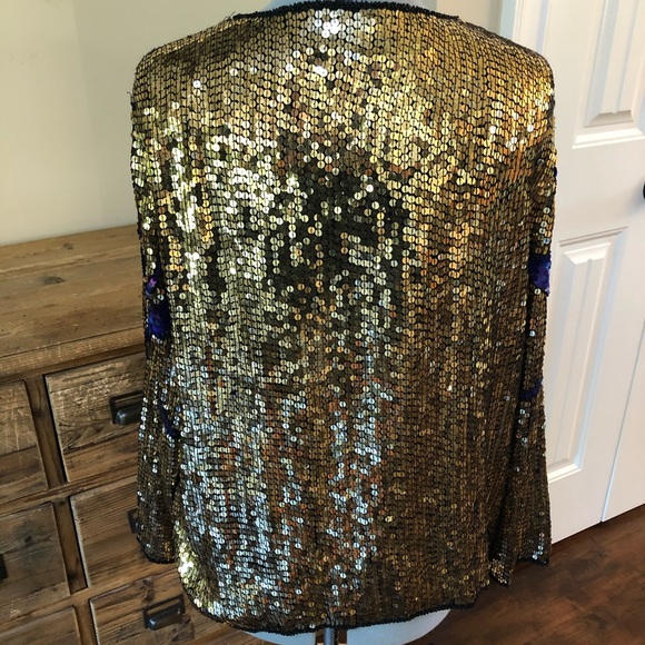 JEAN for JOSEPH LE BON Silk Sequin Cardigan XL - Picture 3 of 8